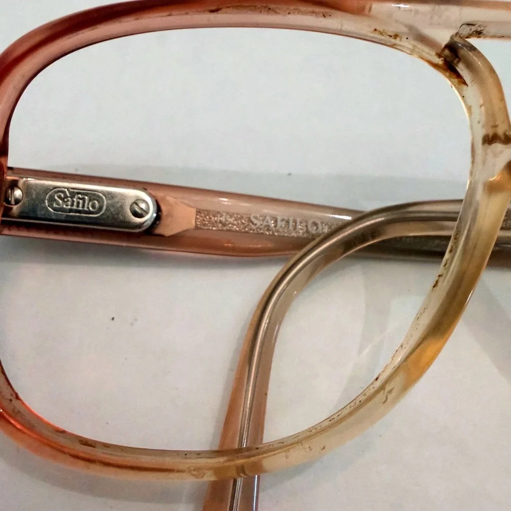 Safilo Elasta 1030 Vintage Aviator Eyeglass Frames Peach Amber Italy 58-14-145